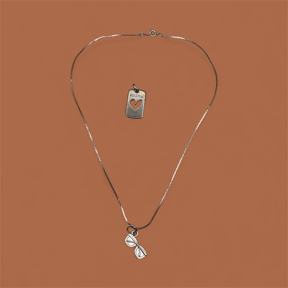 Y2K “ Glass On Follow Your Heart “ Necklace Bundle